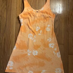 Orange Floral Sleeveless Dress